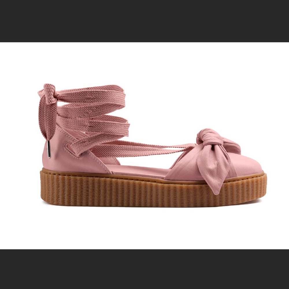 Puma x Fenty Pink Leather Bow Lace Up Shoes
